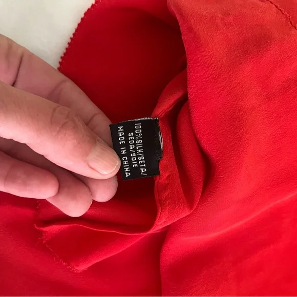 Tibi Red 100% silk Ruffled Bib Collar Tank Top size 4 EUC - Picture 5 of 6